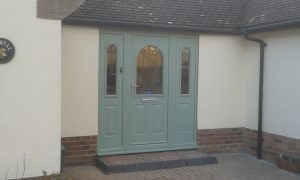 Front porch compostite door with side panels